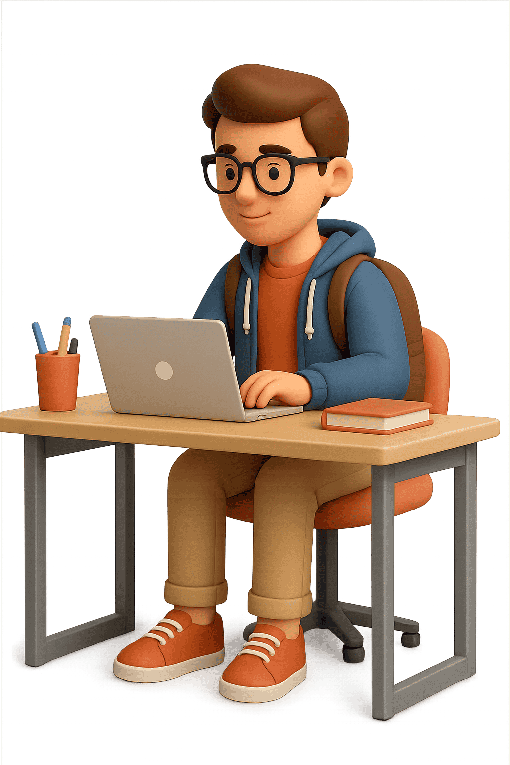 Student at desk illustration